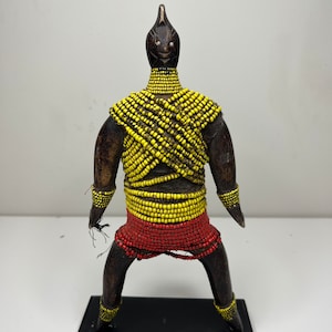 Namji african fertility doll hand carved wood w/beads 13&quot; X 5&quot; antique African Art