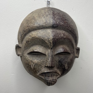 African Tribal Art Carving Wood Mwana Pwo CHOKWE Mask