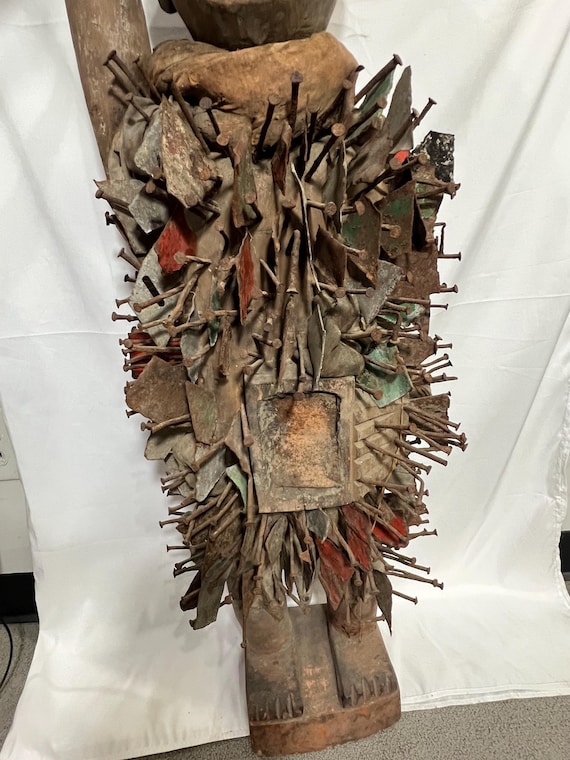 Antique African Bakongo Nkisi Nkondi Statue Nail Fetish Congo