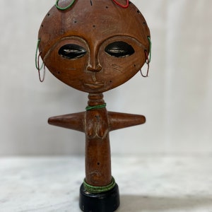 Vintage African Fertility Doll, Akuaba/Akwaba  Doll, African Art 9&quot; X 1&quot;