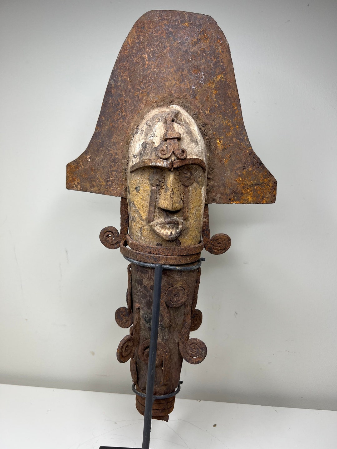 Ofo Igbo Ritual Staff, Wood and Iron Statue, Currency Nigeria 25x4x4