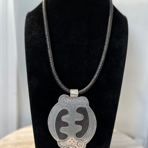 Handmade Gye Nyame leather aluminum Pendant necklace