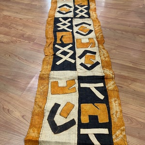 genuine 9 feet African (Congo) Kuba Raffia cloth fabric, natural woven handmade