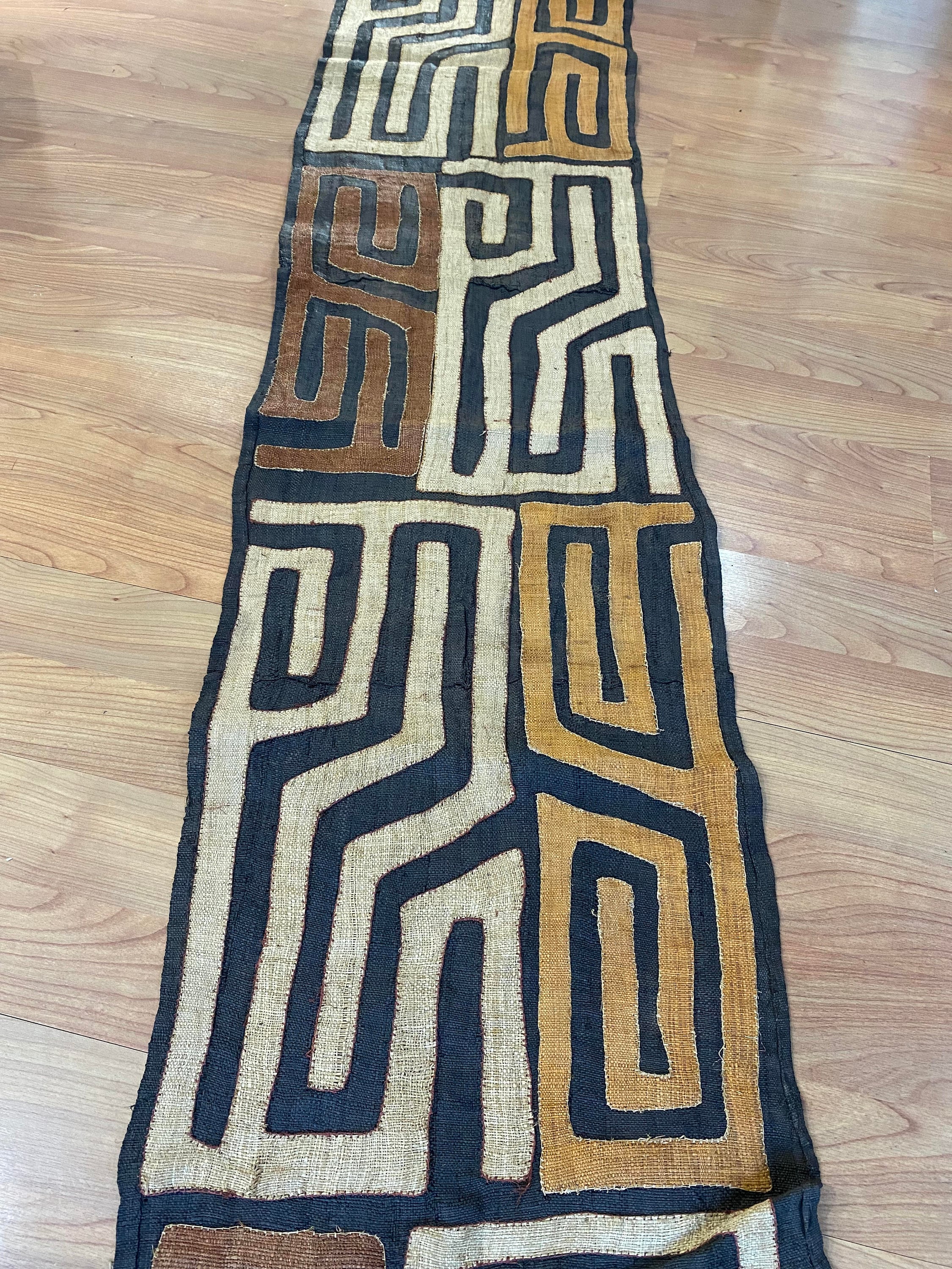 Genuine 10 Feet Rustic African Congo Kuba Raffia Cloth Fabric Natural