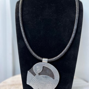 Handgemaakte Sankofa lederen aluminium hanger ketting
