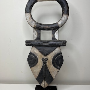African bobo Mask, Plank Mask Nwantantay, Wall Art Sculpture 18&quot; X 7.5&quot;