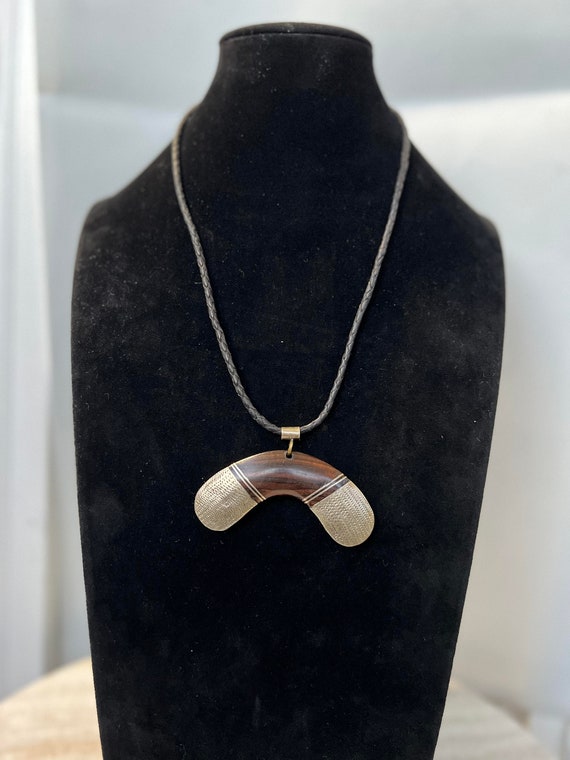 hand made leather ebony silver Tuareg necklace - image 1