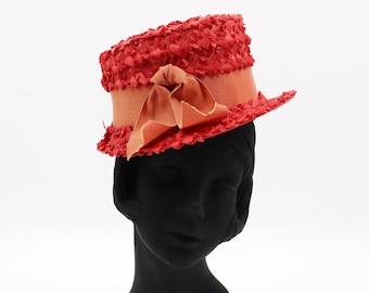 Alfreda Inc New York Vintage Red Straw Basket Hat With  display picture 1