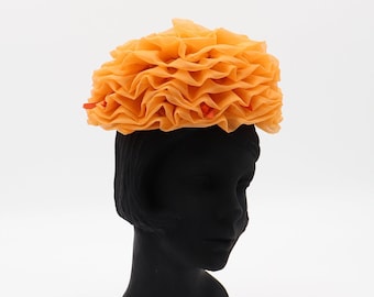 Vintage Yellow and Orange MCM Mid Century Modern Turban Hat  display picture 3