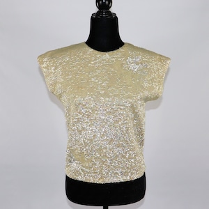 Vintage Pure Wool Sequin Top - Cream/White Shirt - 50s 60s Blouse by Jo-Ro Imports