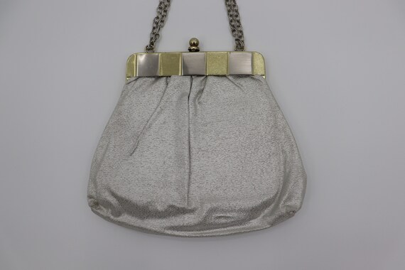 Silver & Gold Metallic Purse Vintage Antique Even… - image 3