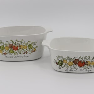 Vintage Corning Ware Spice of Life Casserole Dish - L&#39; Echalote La Marjolaine 3QT A-3-B & Le Persil La Sauge 1 1/2QT A-1 1/2-B