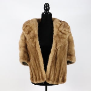 Vintage Brown Fur Stole - Evans Mink Fur Shawl with Initials - Antique Cape Caplet