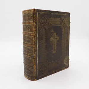 Antique Vintage Large Holy Bible - Late 1800s - Christian Catholic Religious Book - John E. Potter & Co