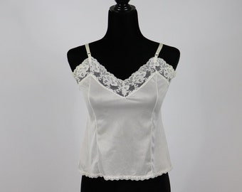 Vintage White Lace Camisole Top - 1960s Lingerie Slip Shirt Blouse