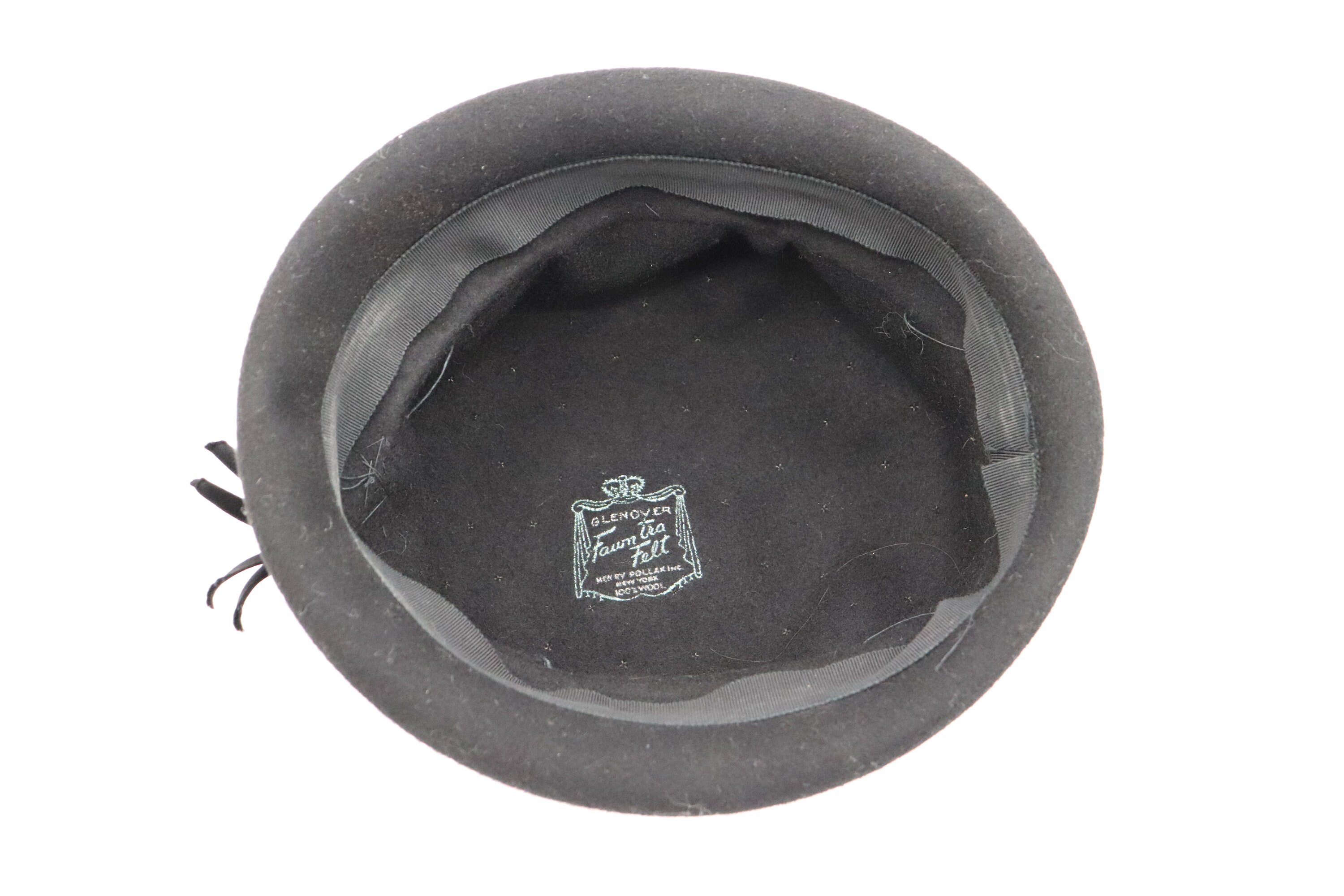Vintage Black 100% Wool Hat With Bow and Beads - 1950s  display picture 1