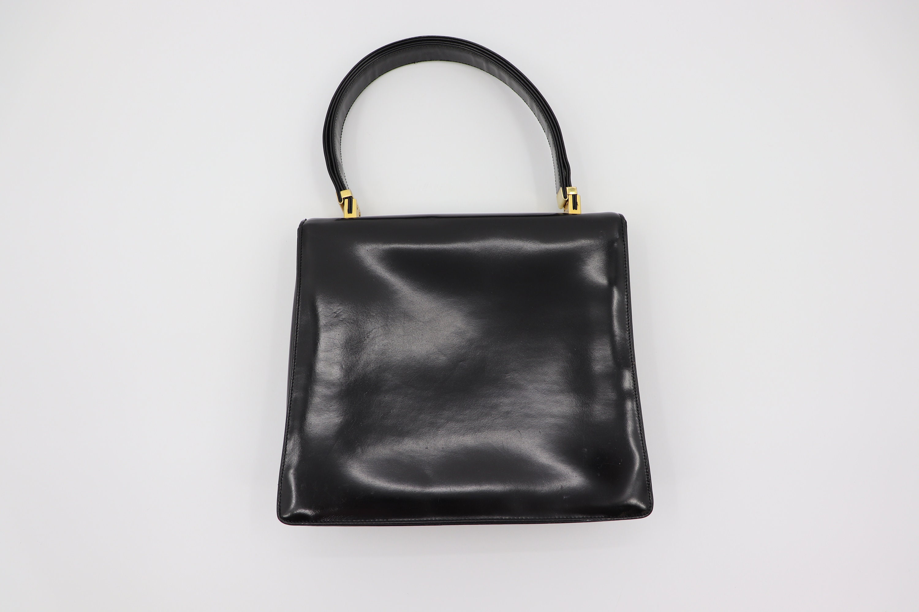 Koret Black and Gold Vintage Genuine Leather Handbag Antique