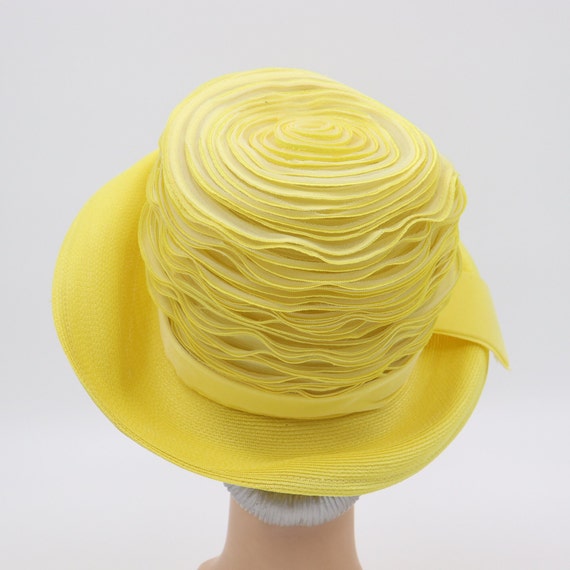 Vintage Howard Hanlon Yellow Sun Hat with Bow - 1… - image 5