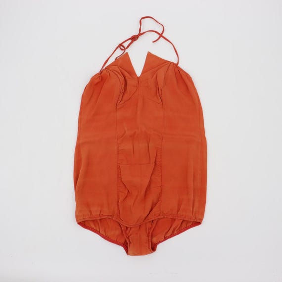Vintage 40s Orange One-Piece Swimsuit - Rugby Swi… - image 1