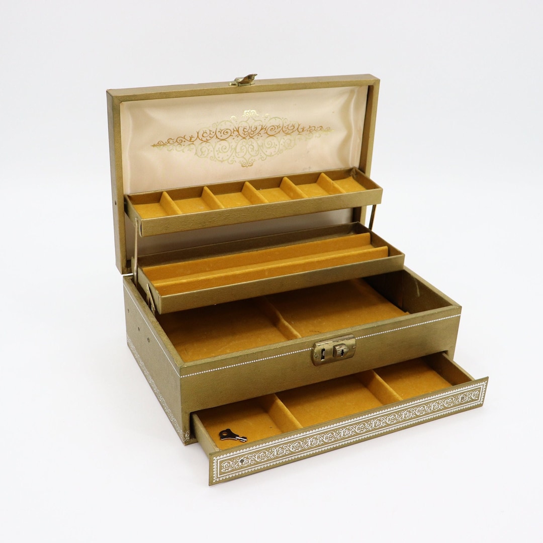 Vintage Tiered Jewelry Box With Lock and Key 1950s 1960s Etsy