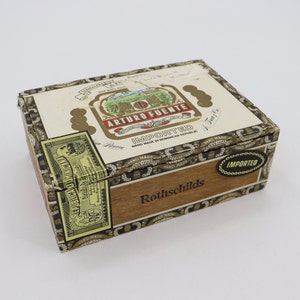 Vintage Arturo Fuente Wooden Cigar Box - Antique Rothschilds Decorative Container