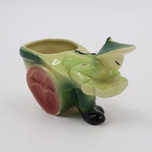 Vintage Shawnee Pottery Planter - Asian Man Rickshaw, Pull Cart Ceramic Dish - Made in USA