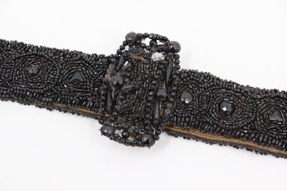 Antique Victorian Beaded Belt - Vintage Mourning Jet Black  display picture 1