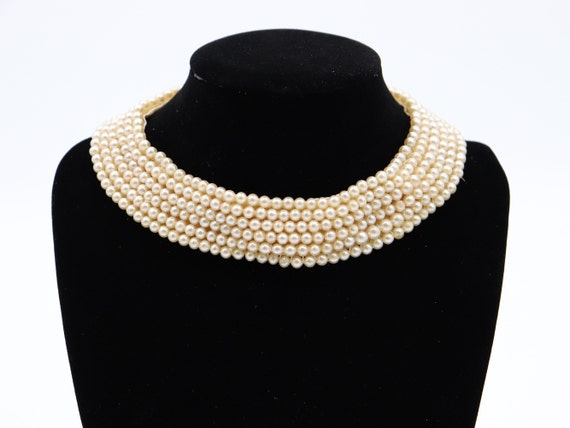 Vintage Six Strand Pearl Collar - Made in Japan -… - image 1