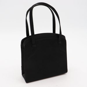 Vintage 1960s Silky Black Magid Purse - Made in Spain - With Gold Toned Kiss Clasp