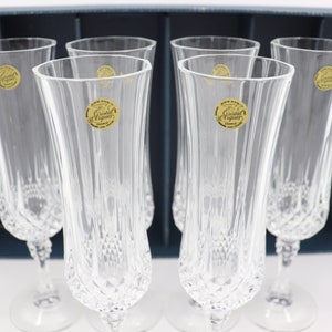 Vintage Cristal d&#39;Arques Champagne Flutes Glass Cup -Never Used with Partial Box-