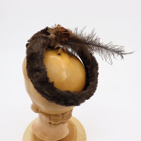 Vintage Brown Rabbit Fur Fascinator Hat - Skull C… - image 5