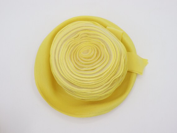 Vintage Howard Hanlon Yellow Sun Hat with Bow - 1… - image 6