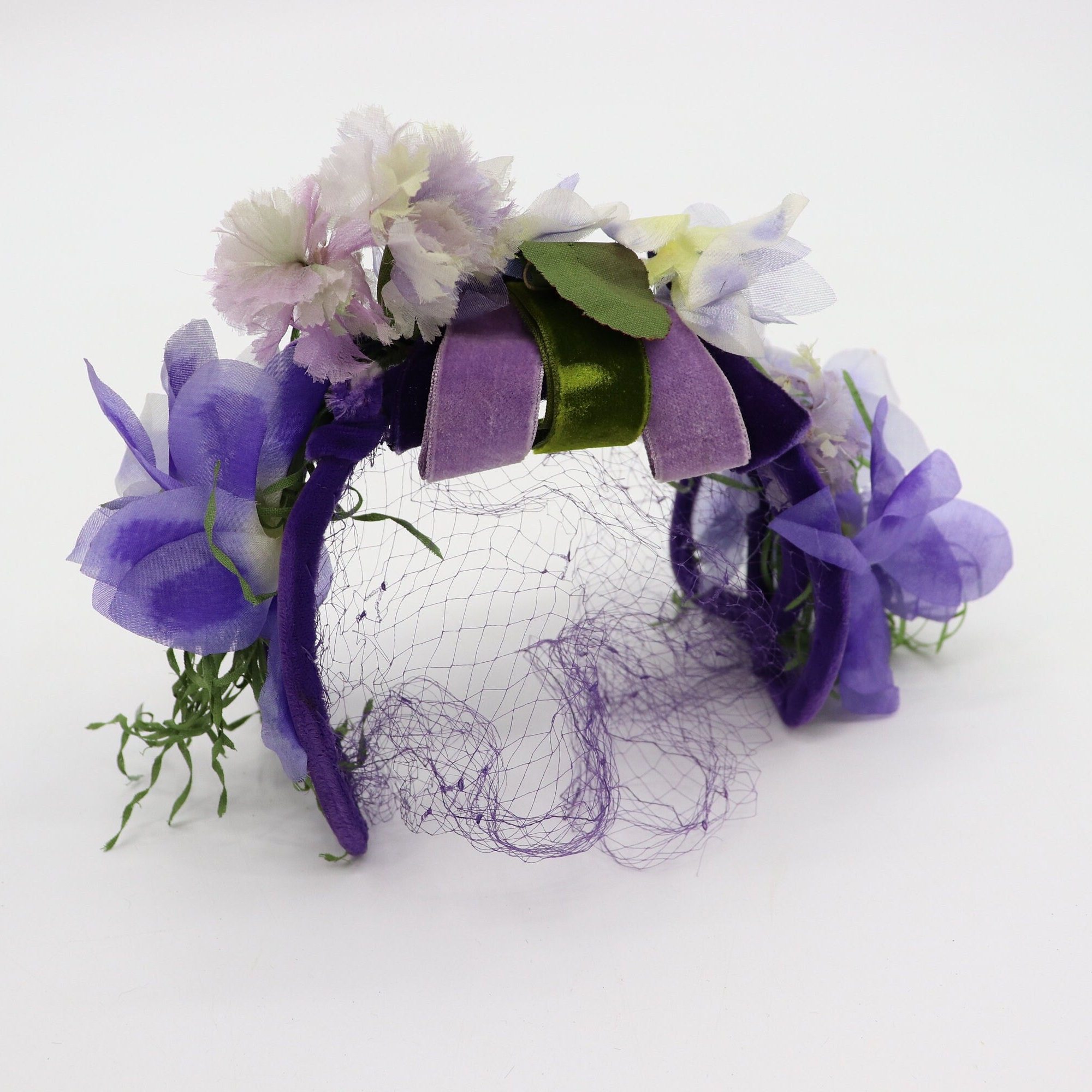 Elegant Purple Floral Headpiece From The 50s Purple 1950s Fascinator - Etsy main image 3