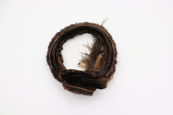 Vintage Brown Rabbit Fur Fascinator Hat - Skull C… - image 3