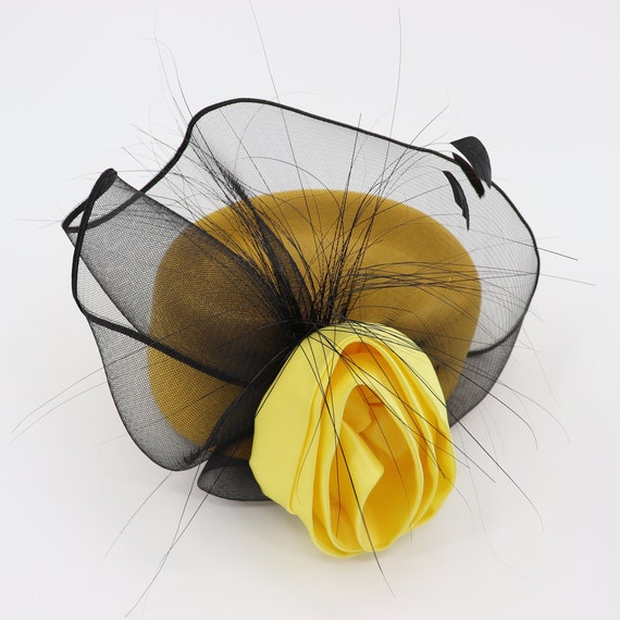 Vintage Sonni San Francisco Yellow 50s 60s Pillbox Derby Hat  display picture 1