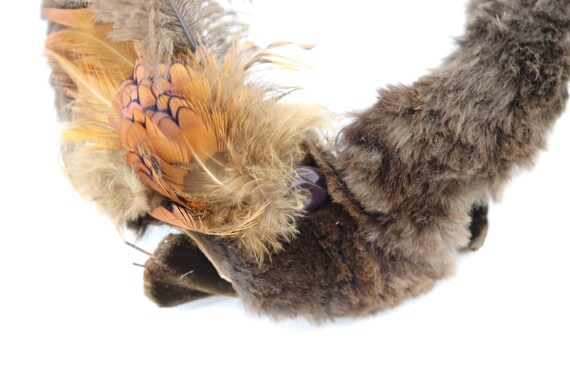 Vintage Brown Rabbit Fur Fascinator Hat - Skull C… - image 2
