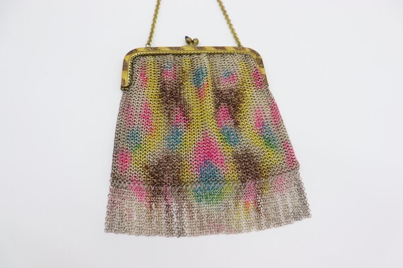 Vintage Mesh Bag with Gold and Brown Frame and Pi… - image 3
