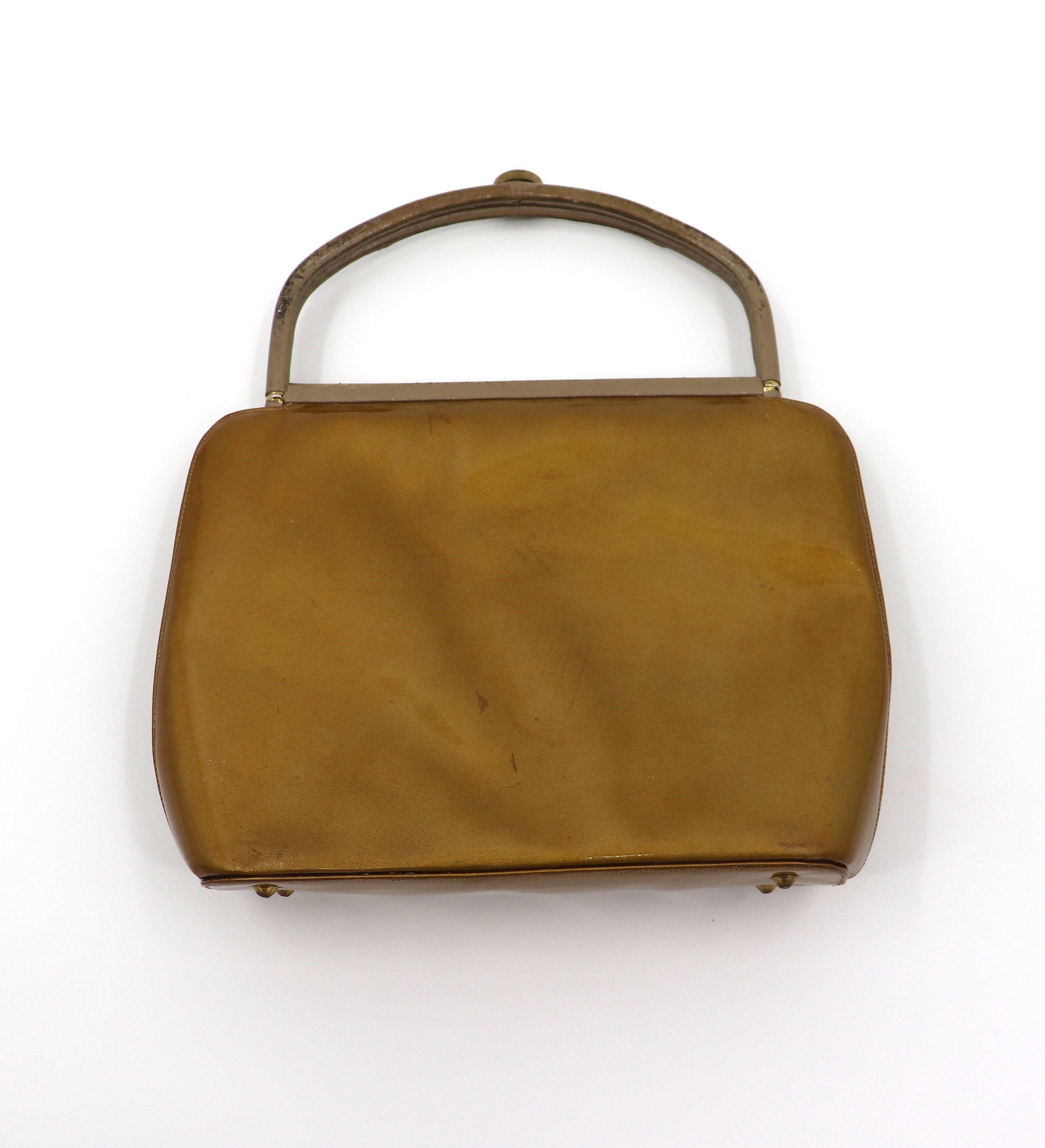 Vintage 1950s Handbag Gold Fringe Clear Plastic Vinyl Purse