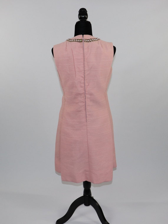 Vintage 1960s Pink Mod Dress with Sequin and Gold… - image 2