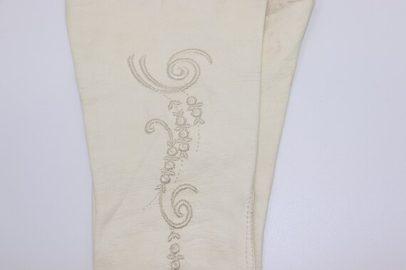 Soft Antique Vintage White Cream Leather Evening … - image 3