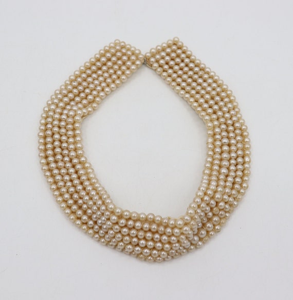 Vintage Six Strand Pearl Collar - Made in Japan -… - image 3