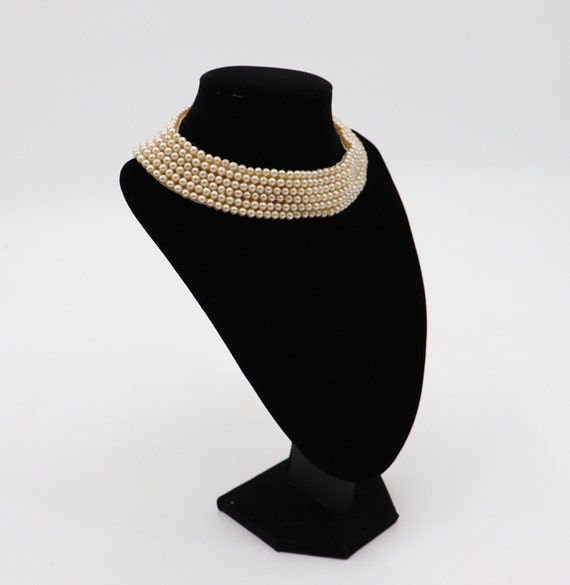 Vintage Six Strand Pearl Collar - Made in Japan -… - image 2