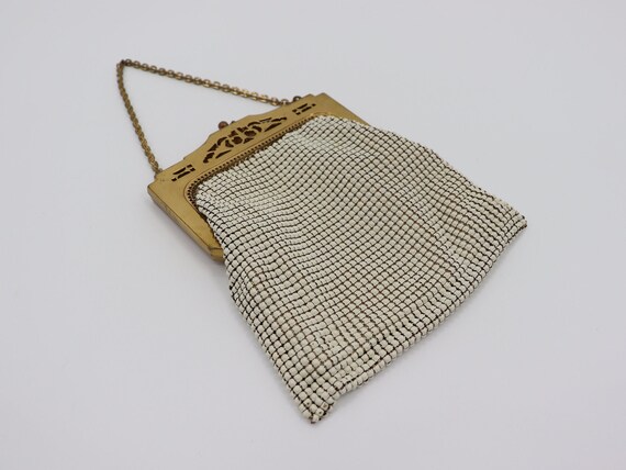 Small White Antique Vintage Whiting Davis Mesh Metal Chainmail
