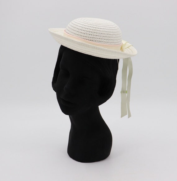 Vintage White Straw Hat for Children - Girl's Anti