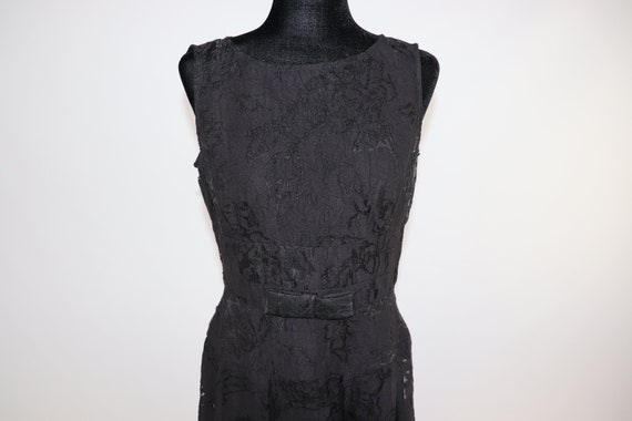 Vintage 1960s Black Cocktail Dress Lace Antique G… - image 1