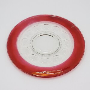 Vintage King&#39;s Crown Plate 13.25&quot; - 1960s Red Cranberry Tiffin Thumbprint Plate