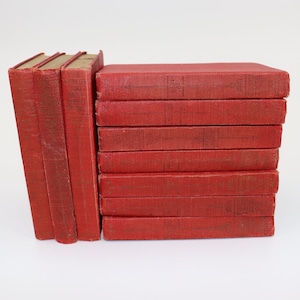 Antique The World&#39;s One Hundred Best Short Stories Red 1920s Vintage Book Set of 10 Mystery, Love, Ghosts, Adventure, Drama