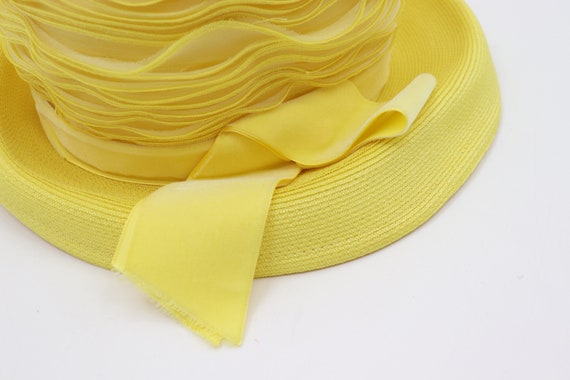 Vintage Howard Hanlon Yellow Sun Hat with Bow - 1… - image 8
