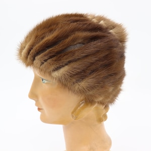 Vintage Brown Genuine Mink Fur Hat - Woman&#39;s 1960s Winter Cap