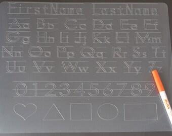 Personalized 11x14 Dry Erase Tracing Mats, Learn to Write Name, Letters, Numbers & Shapes, Cursive, Preschool, Elementary